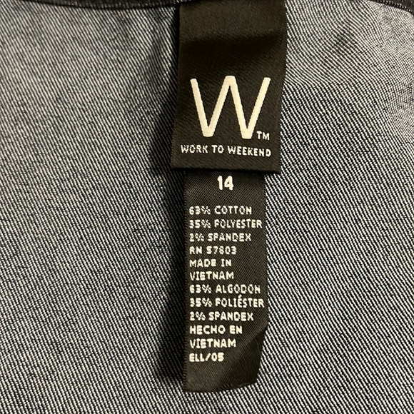 W. Work to Weekend, Belt Loops, 3-Button Down Wrap Jean Skirt, Size 14 - Picture 5 of 6